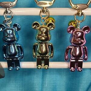 PRICE IS FOR ONE Metallic Bear Brick Type Keychain You Pick